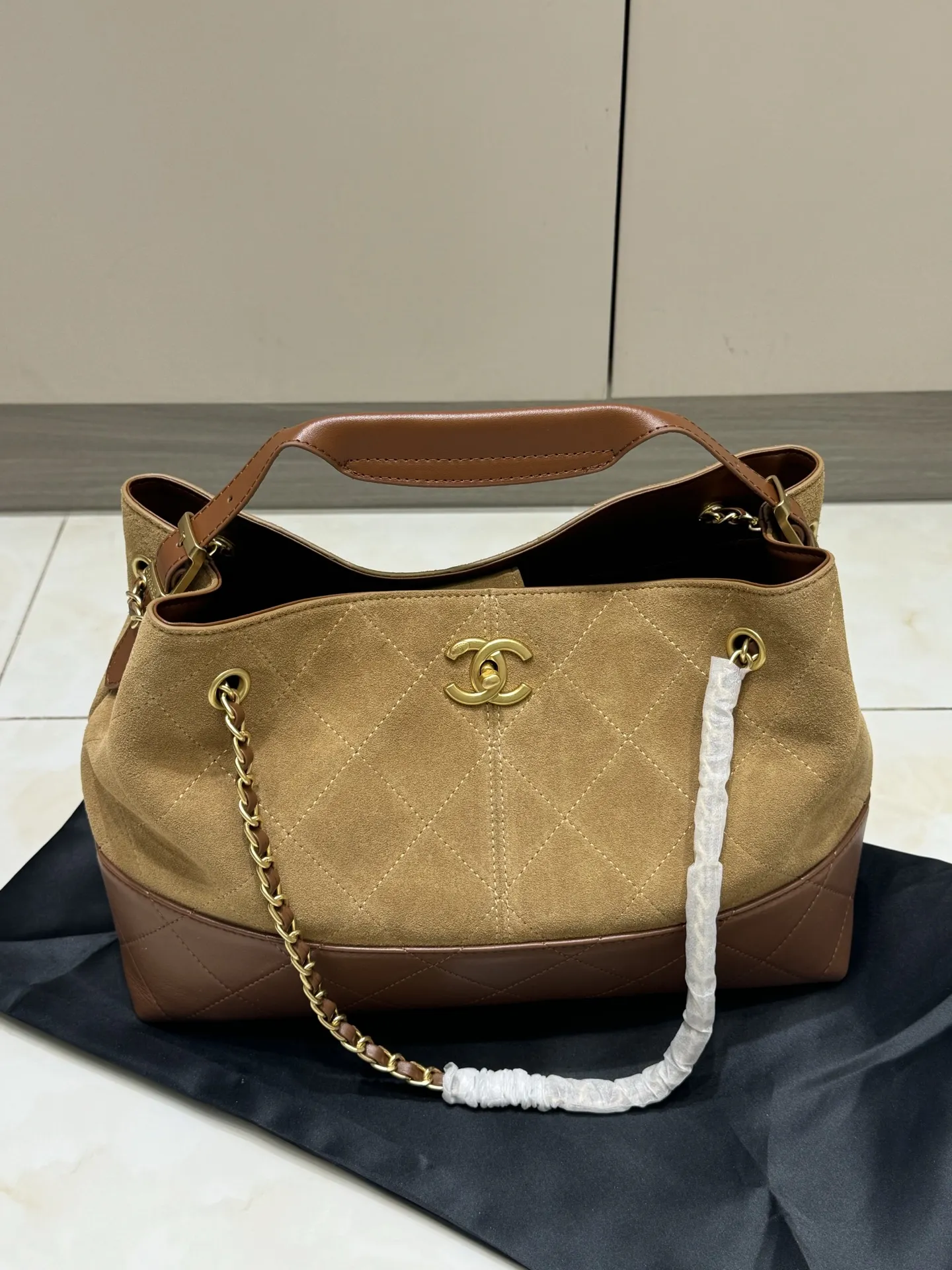 Chanel Suede & Leather Quilted Tote Bag D44518464