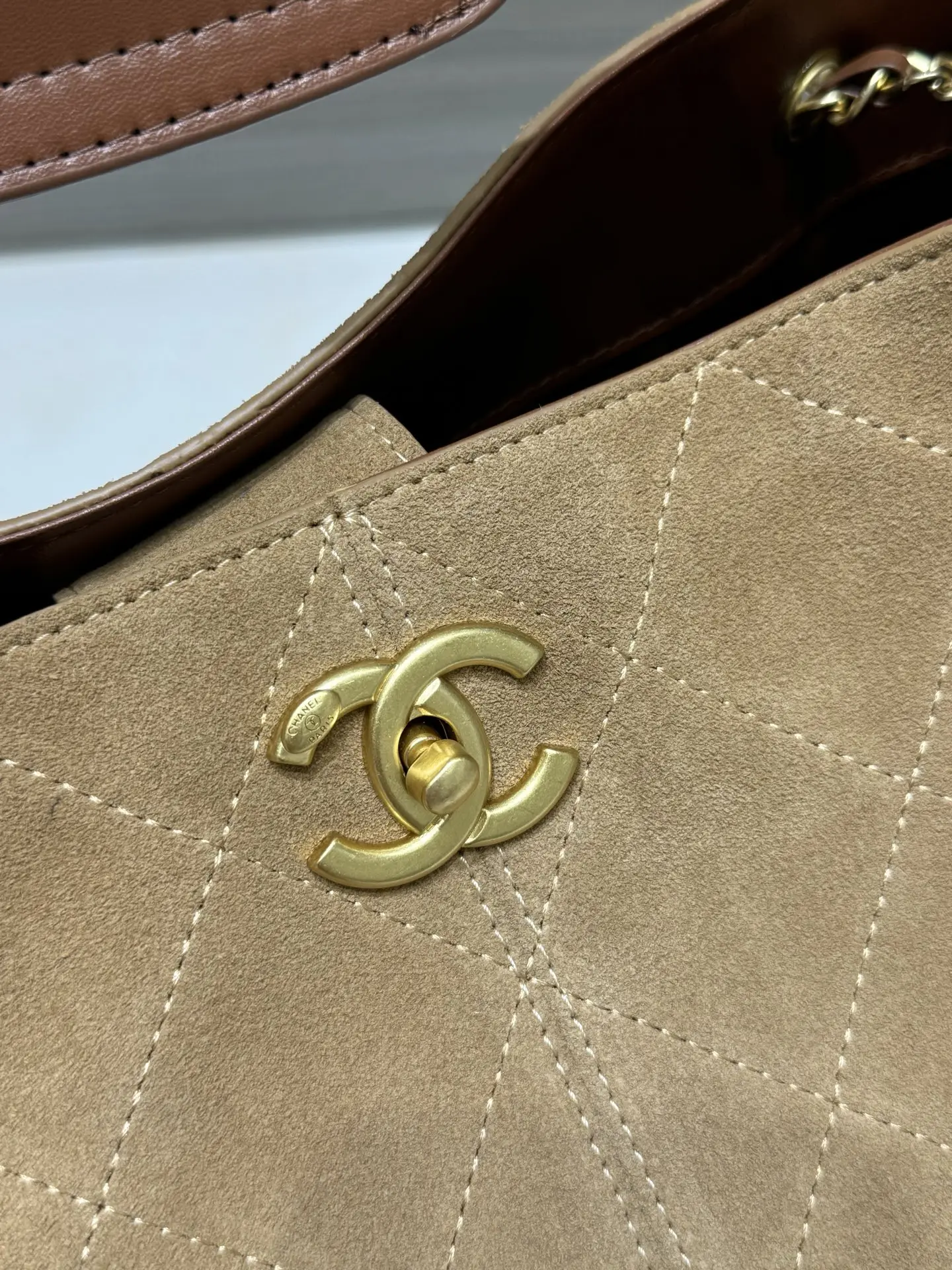 Chanel Suede & Leather Quilted Tote Bag D44518464 — view 3