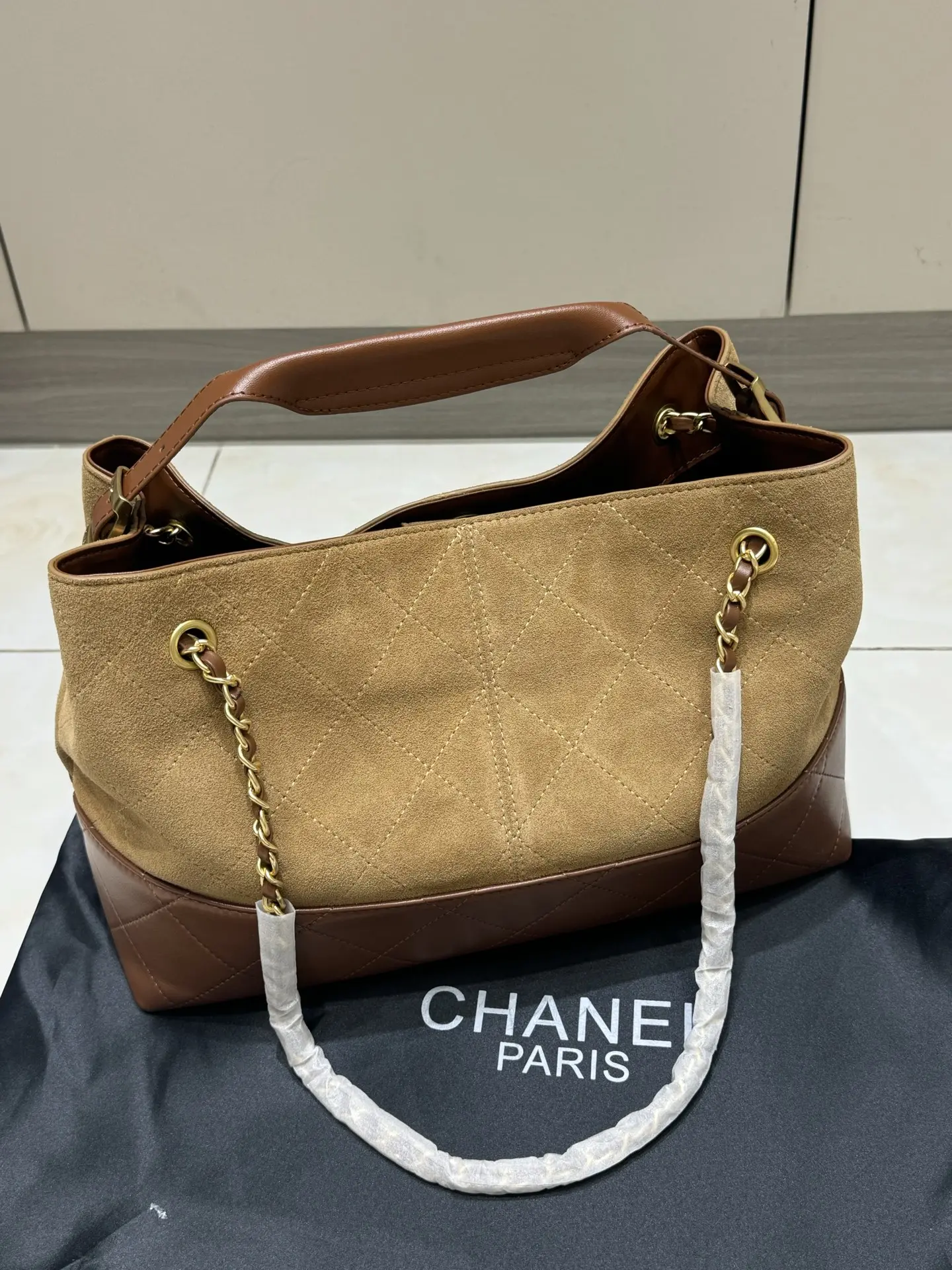 Chanel Suede & Leather Quilted Tote Bag D44518464 — view 7