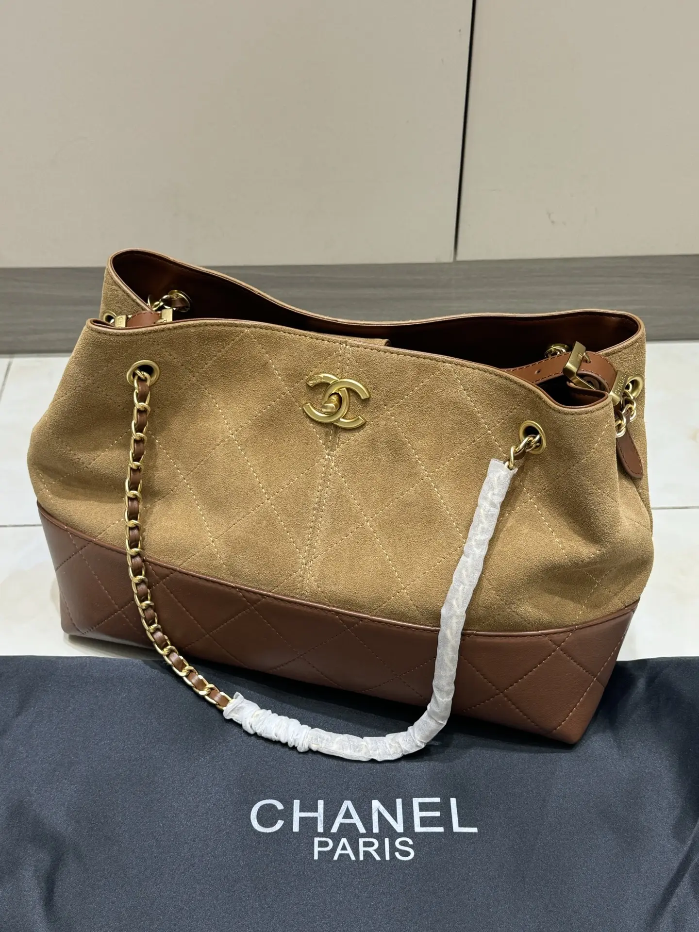Chanel Suede & Leather Quilted Tote Bag D44518464 — view 12