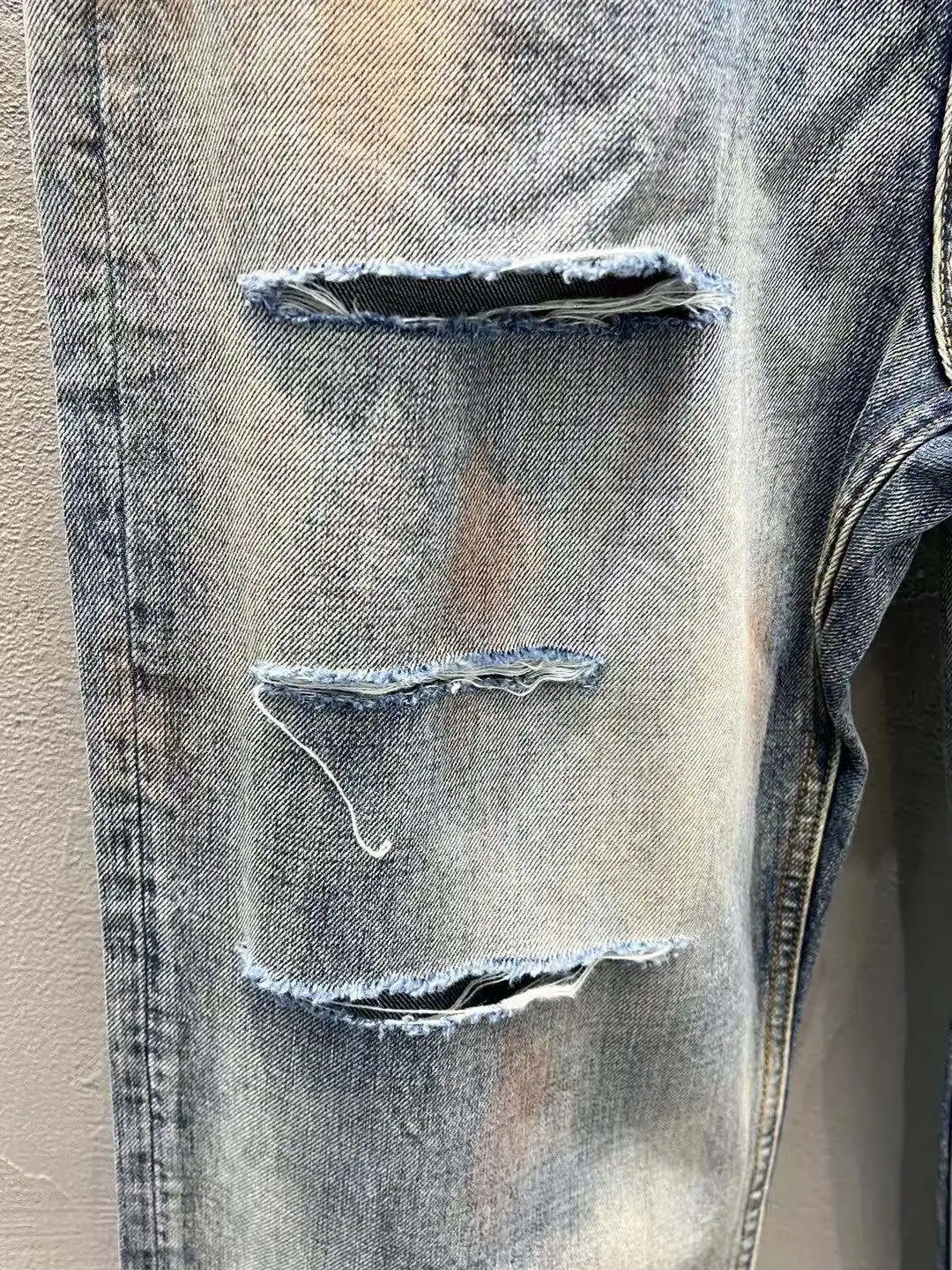 Ancellm Distressed Mud-Dyed Wide-Leg Jeans D21521864 — view 12