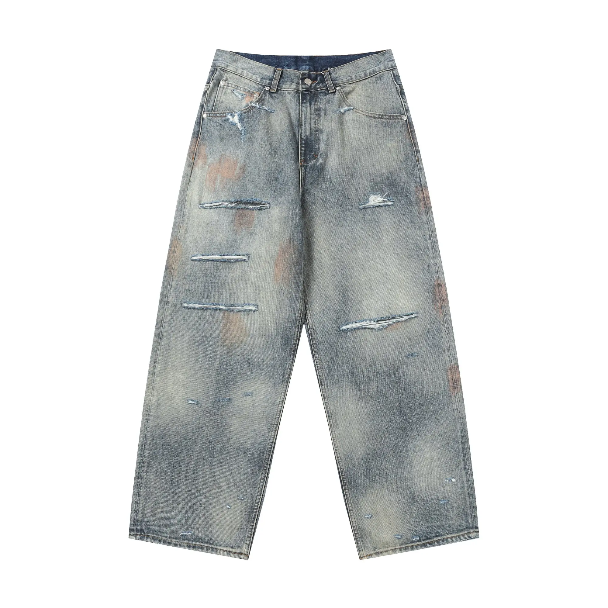 Ancellm Distressed Mud-Dyed Wide-Leg Jeans D21521864 — view 18