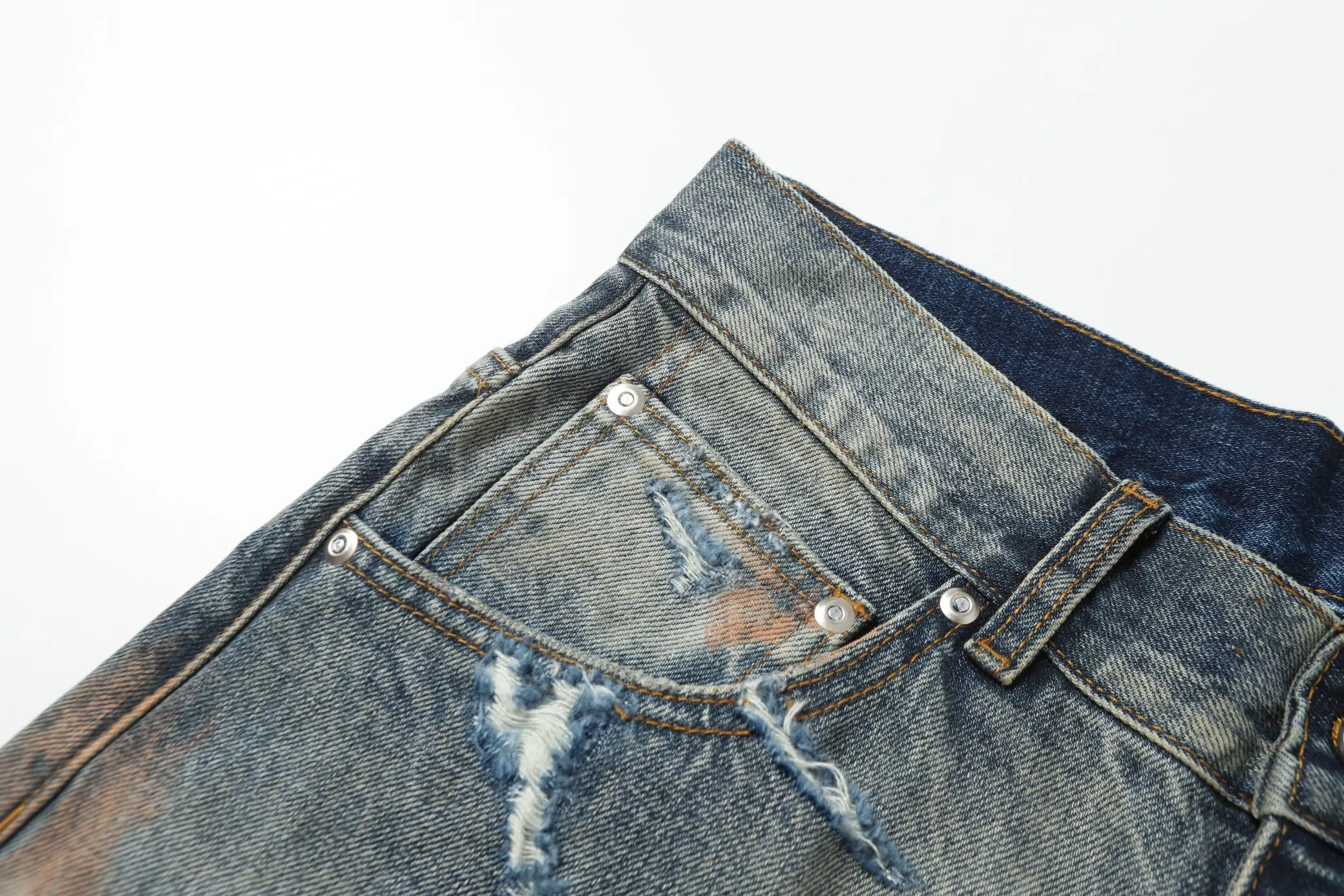 Ancellm Distressed Mud-Dyed Wide-Leg Jeans D21521864 — view 23
