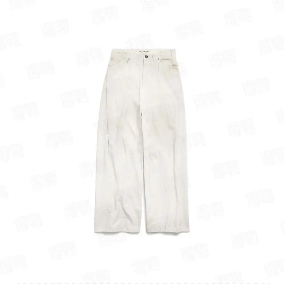 Mud-Stained Distressed Wide-Leg Jeans D23519986 — view 4
