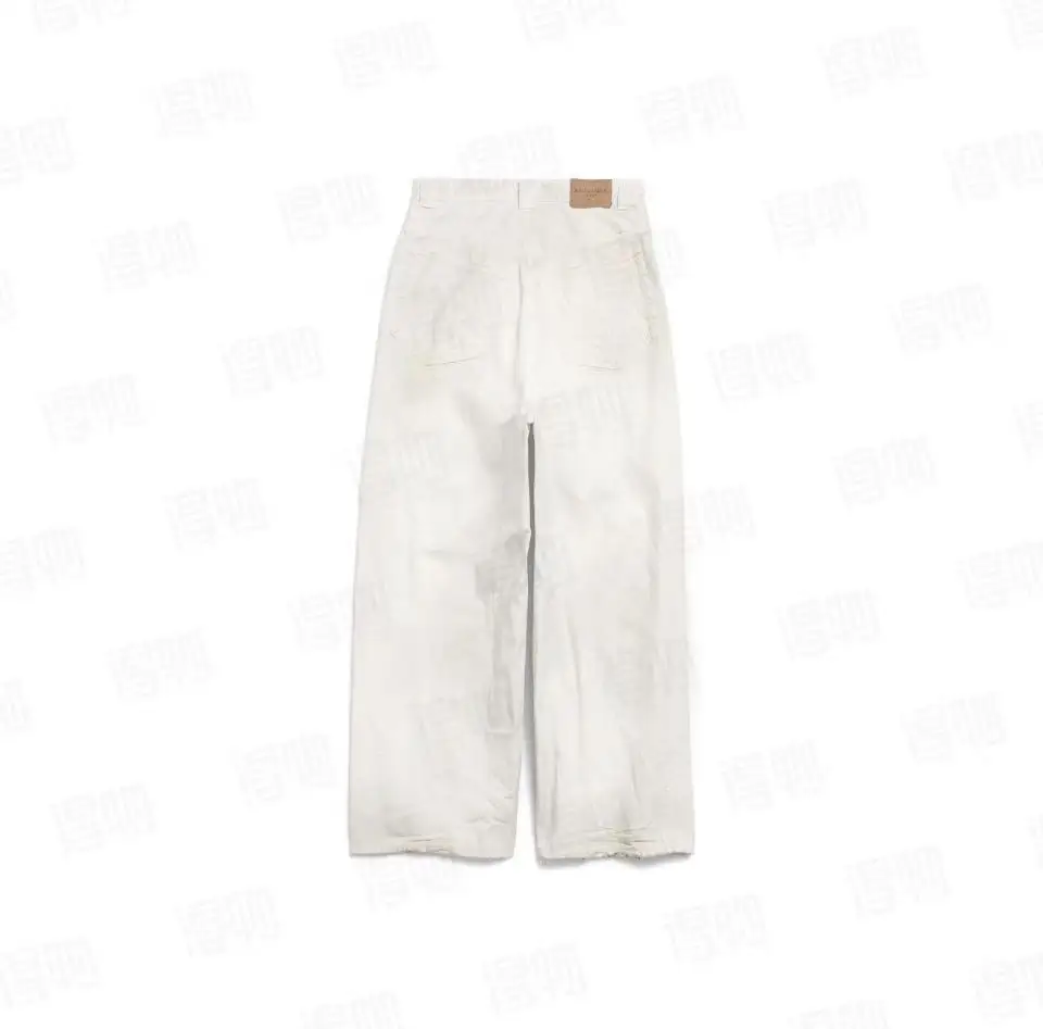Mud-Stained Distressed Wide-Leg Jeans D23519986 — view 5