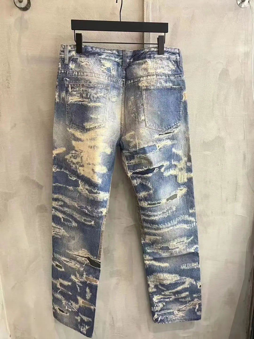 3D-Print Effect Distressed Slim-Fit Jeans D26019924 — view 10