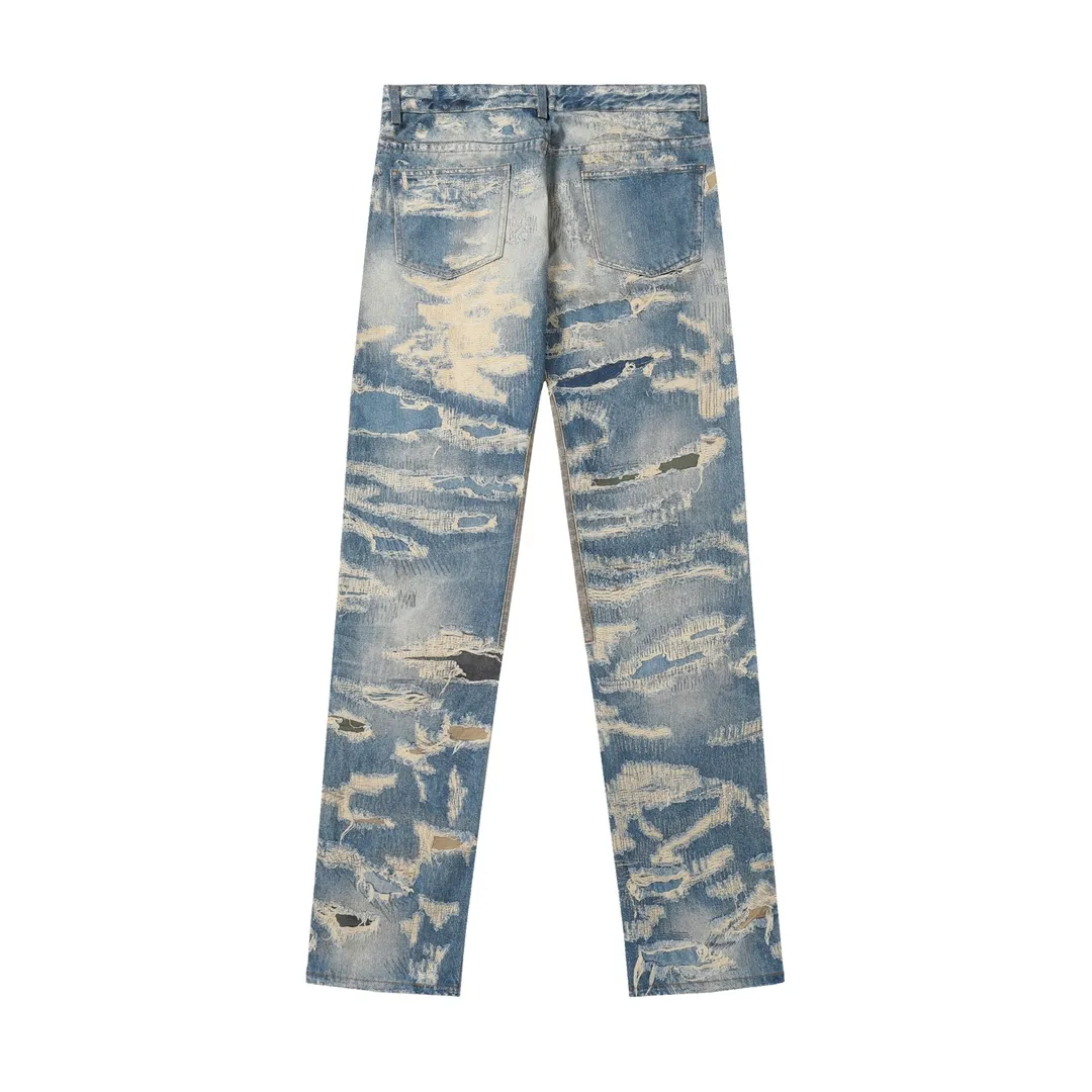 3D-Print Effect Distressed Slim-Fit Jeans D26019924 — view 19