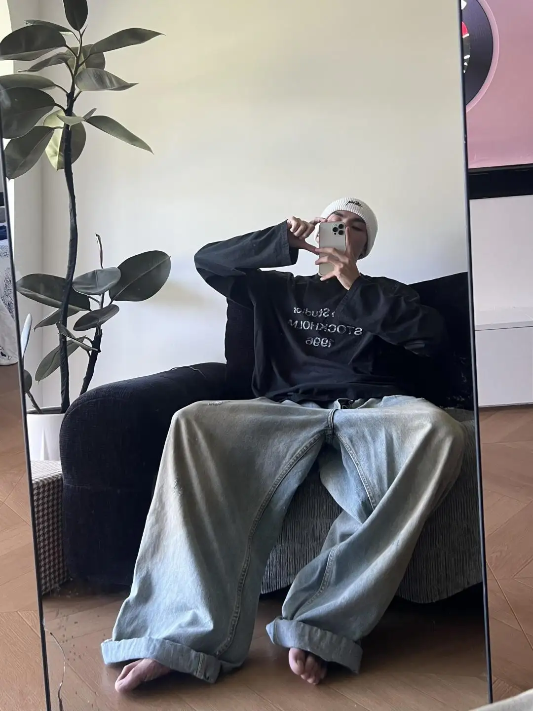 1996 Logo Print Slub Cotton Long-Sleeve T-Shirt D13025006 — view 100