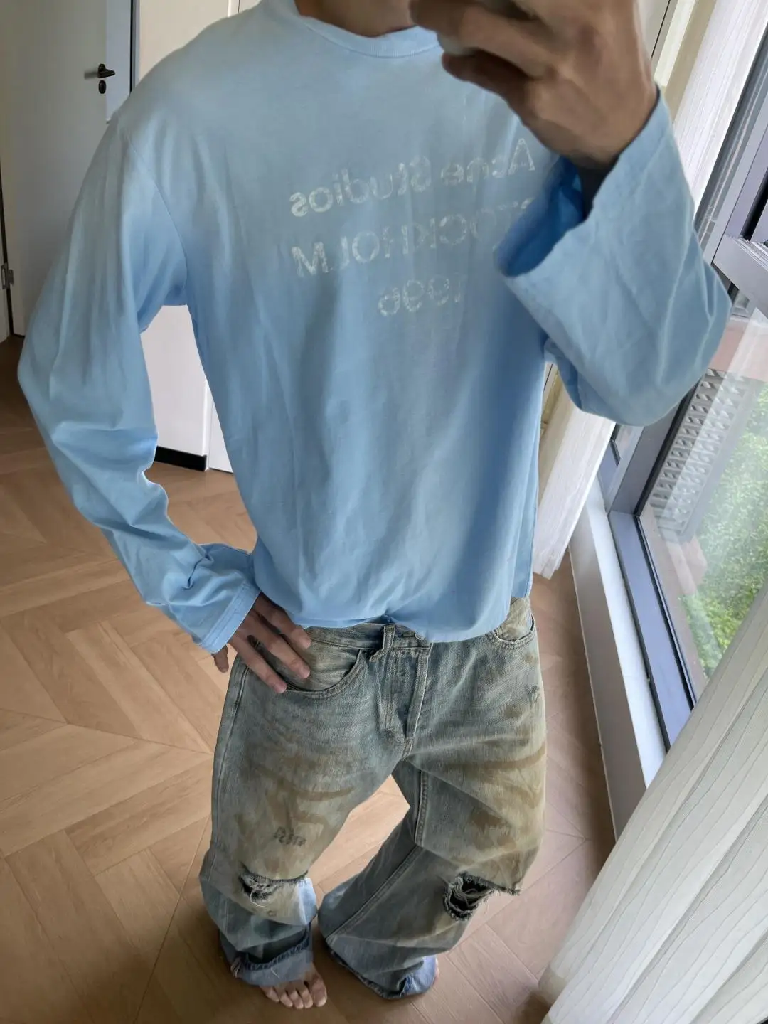 Distressed Logo-Print Cotton-Linen T-Shirt D13024976 — view 15
