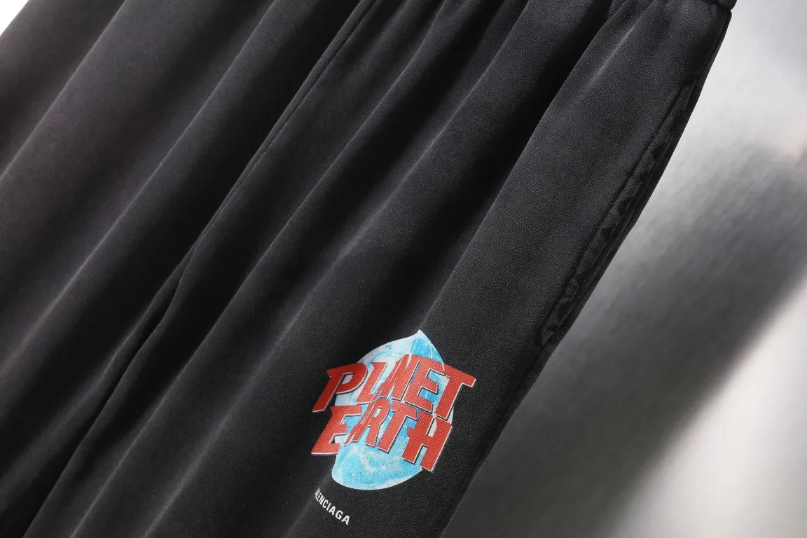 Planet Earth Print Washed Cotton Sweatpants D26520090 — view 4
