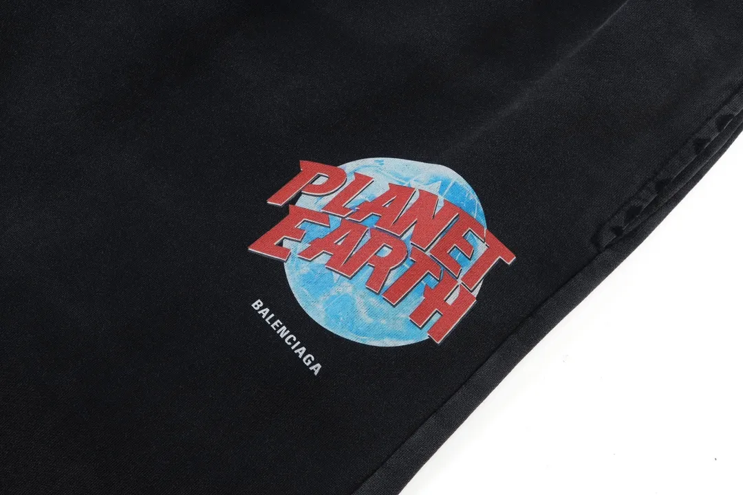 Planet Earth Print Washed Cotton Sweatpants D26520090 — view 12