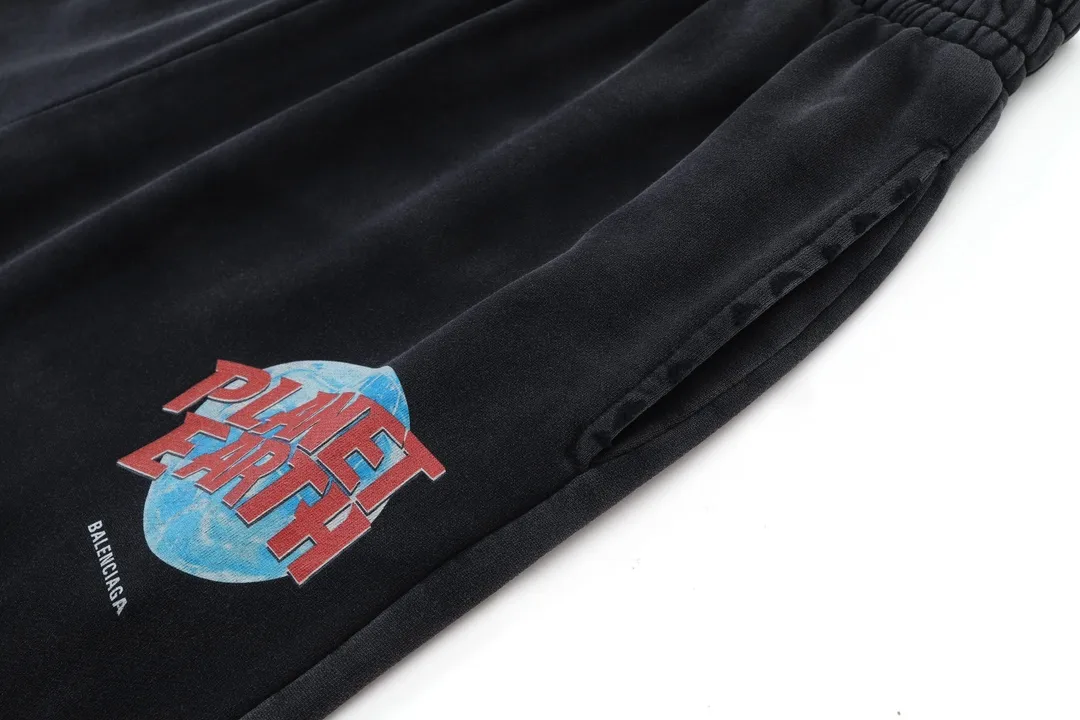 Planet Earth Print Washed Cotton Sweatpants D26520090 — view 13