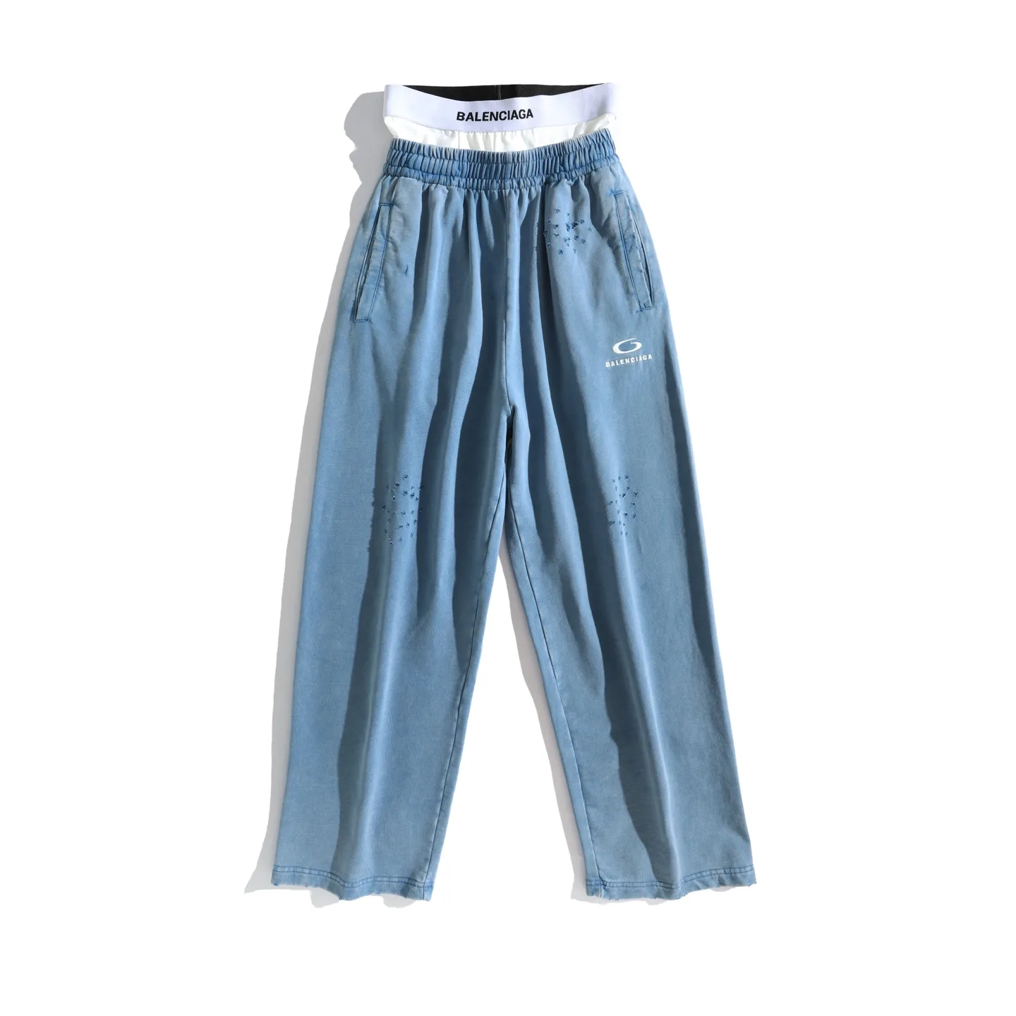 Trompe L'oeil Layered Waistband Distressed Sweats D25920072 — view 10