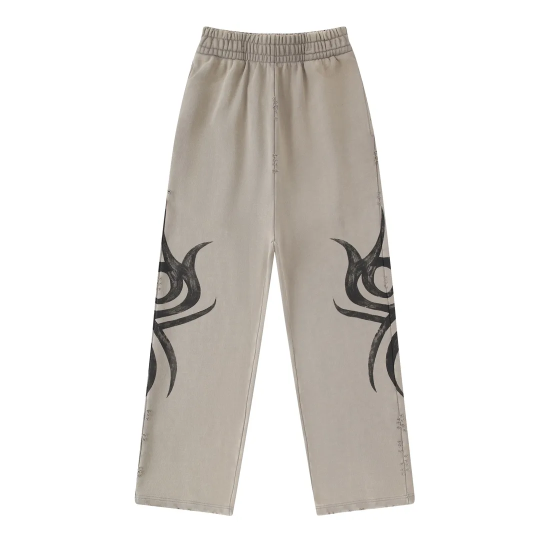 Distressed Graffiti Print Sweatpants D30912999