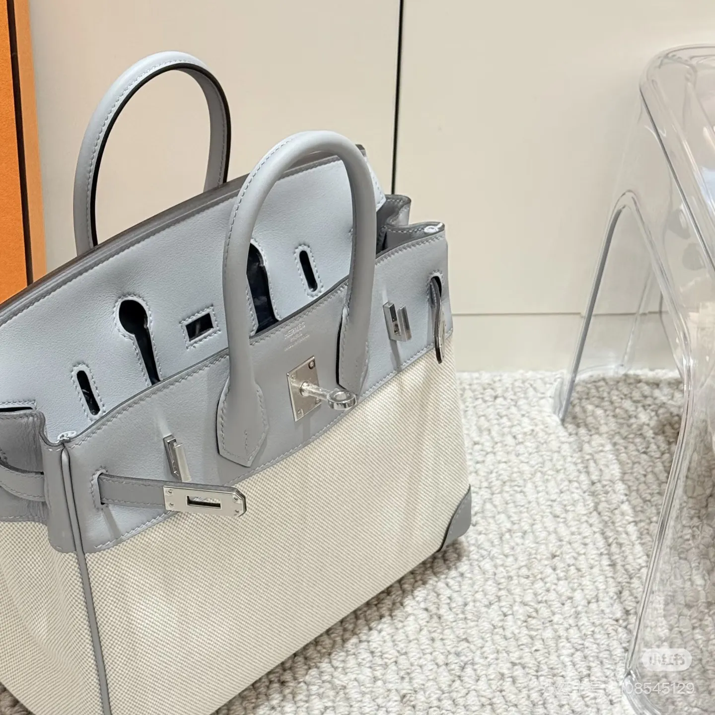 Color-Block Canvas & Leather Top-Handle Bag D59018548