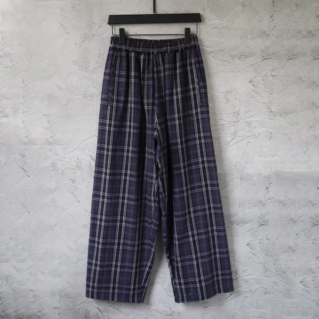 Plaid Embroidered Wide-Leg Trousers D24912959