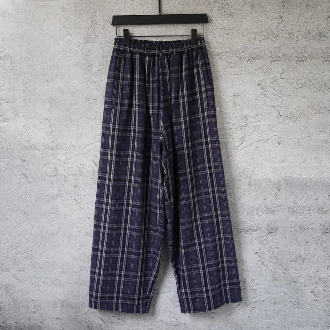 Plaid Embroidered Wide-Leg Trousers D24912959