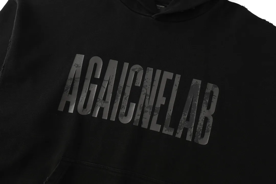 Distressed Logo Print Oversized Hoodie D26920098 — view 13