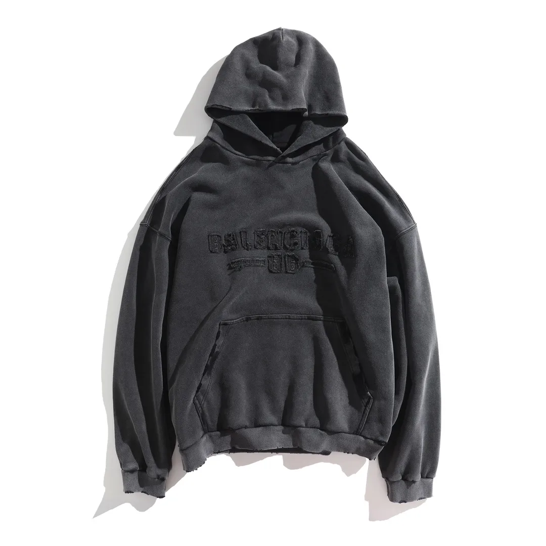 Logo Embroidered Washed Cotton Hoodie D28920100