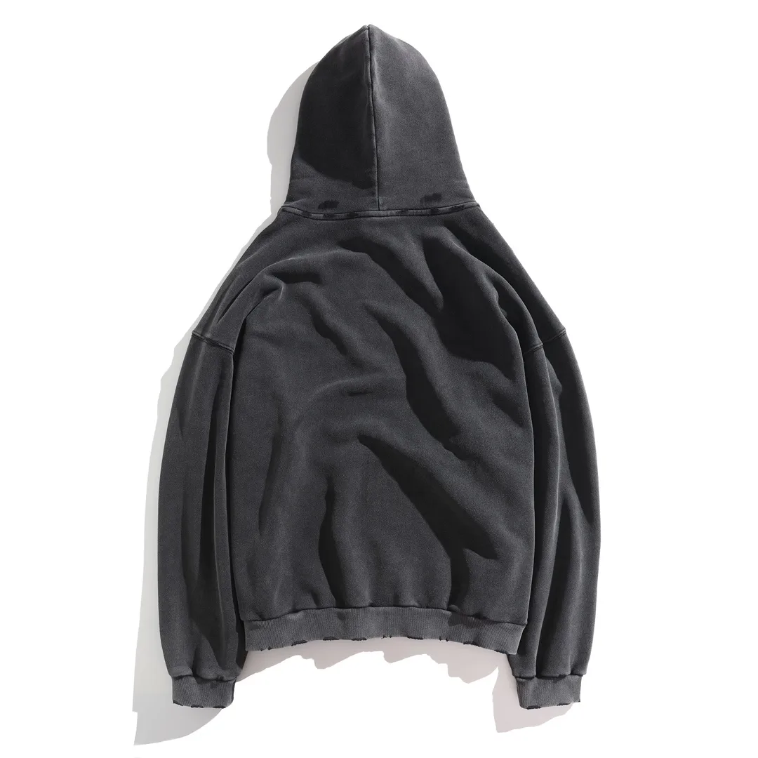 Logo Embroidered Washed Cotton Hoodie D28920100 — view 2