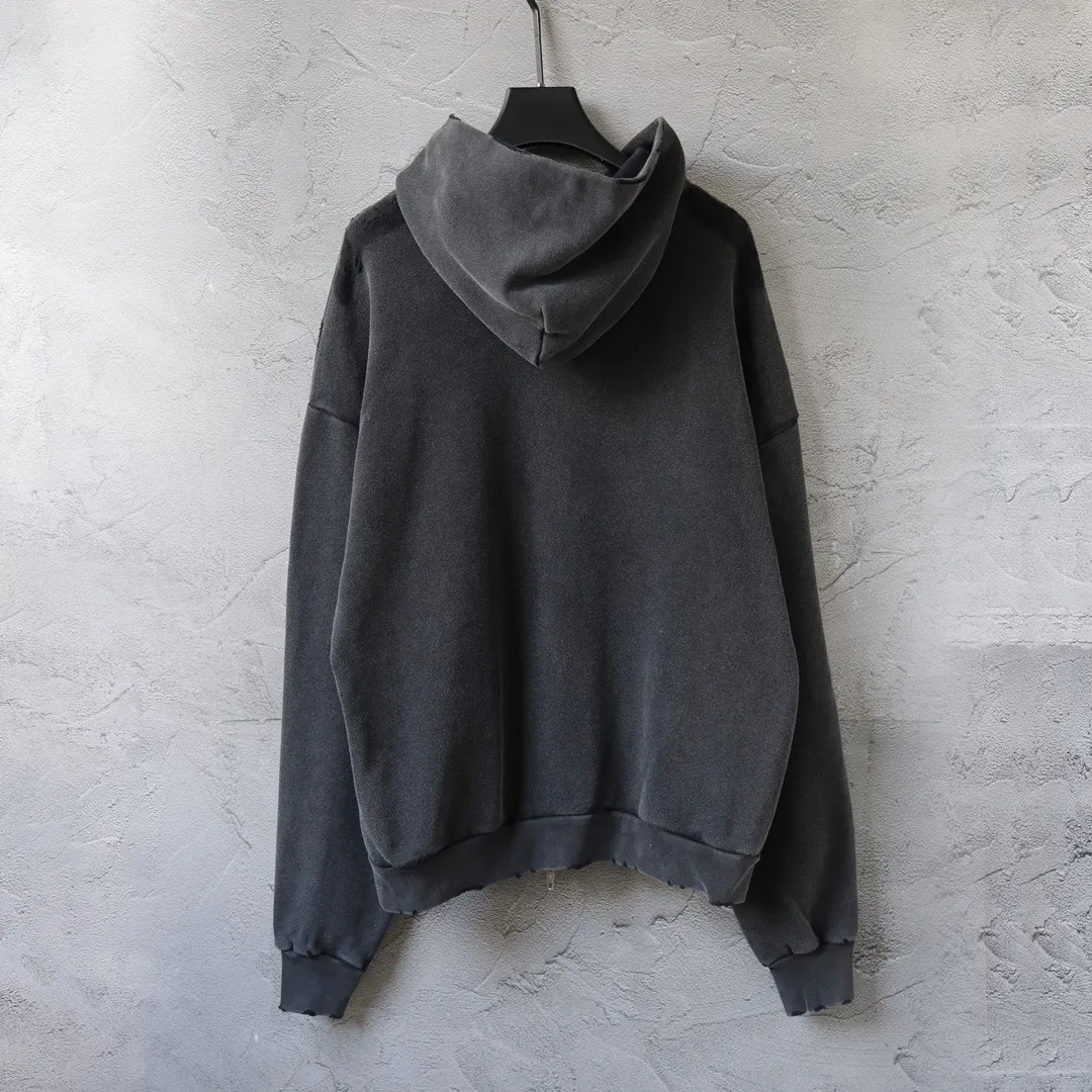 Washed Distressed Logo Embroidery Hoodie D27922584 — view 11