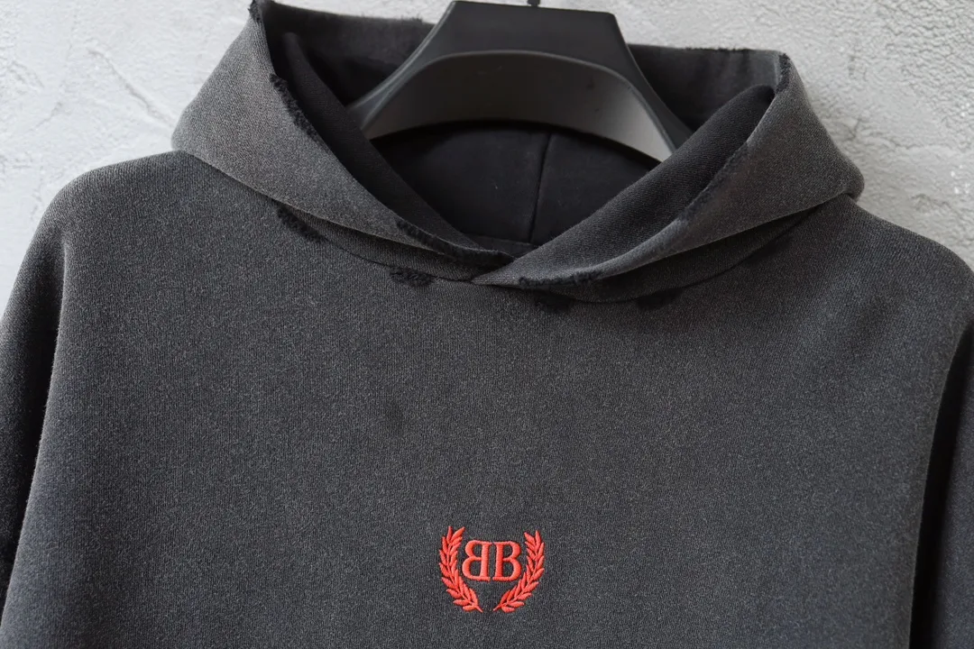 Washed Distressed Logo Embroidery Hoodie D27922584 — view 13