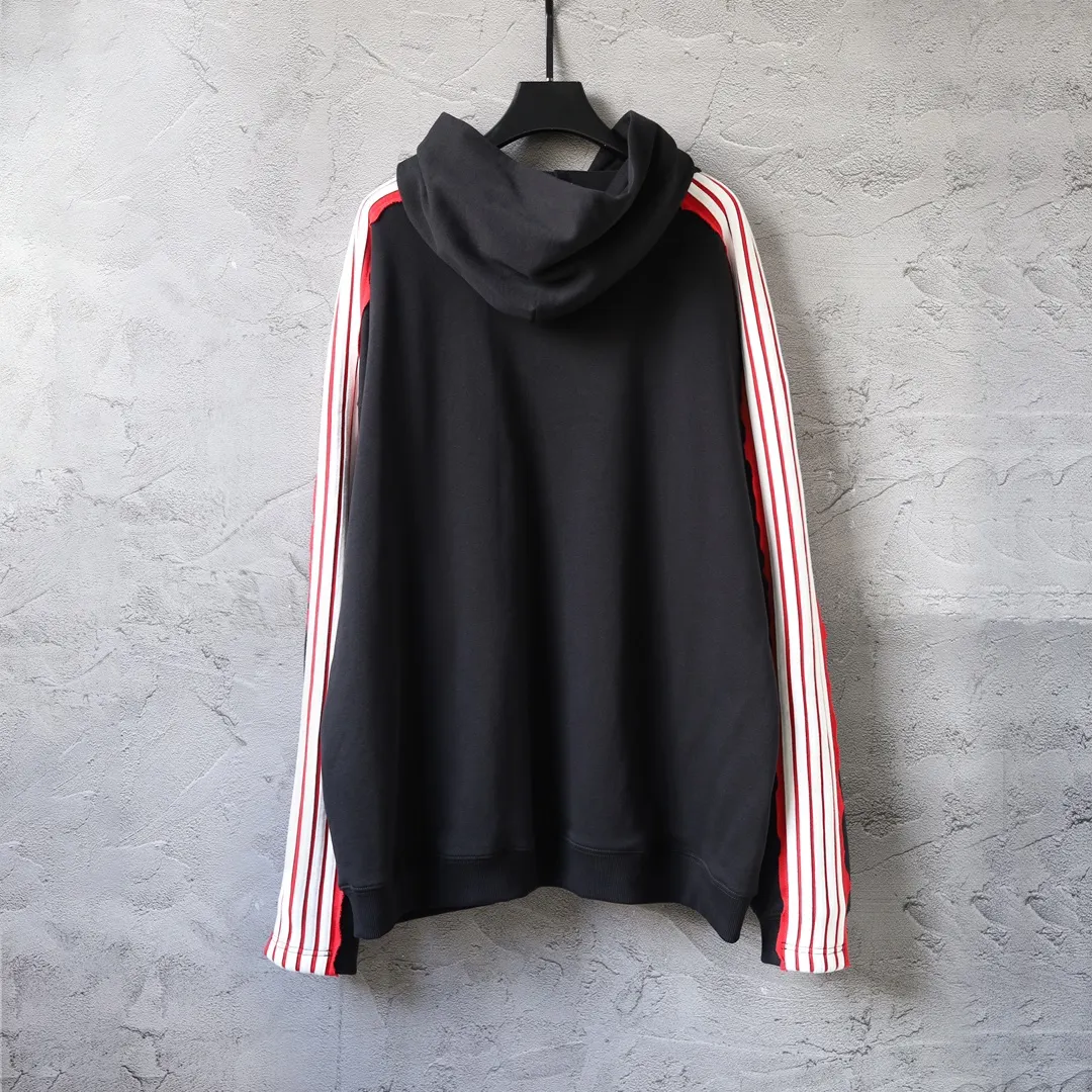 Logo Embroidered Stripe-Sleeve Cotton Hoodie D29922625 — view 2