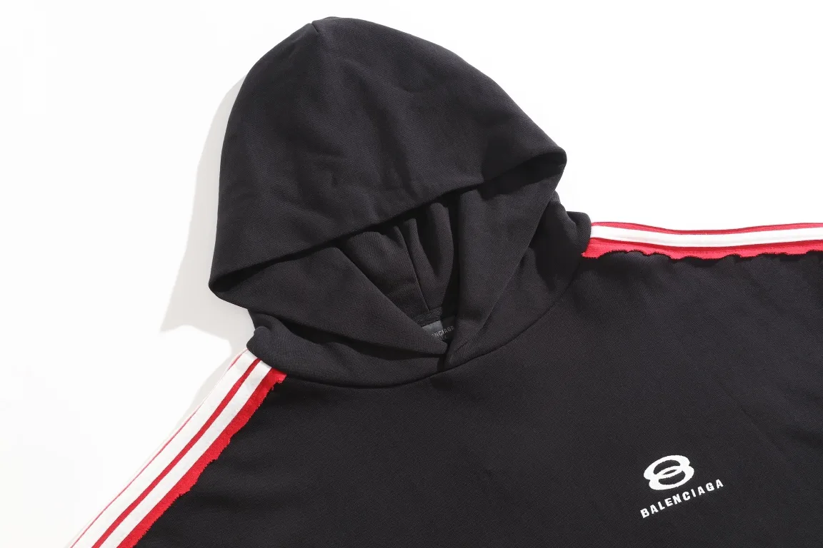 Logo Embroidered Stripe-Sleeve Cotton Hoodie D29922625 — view 12