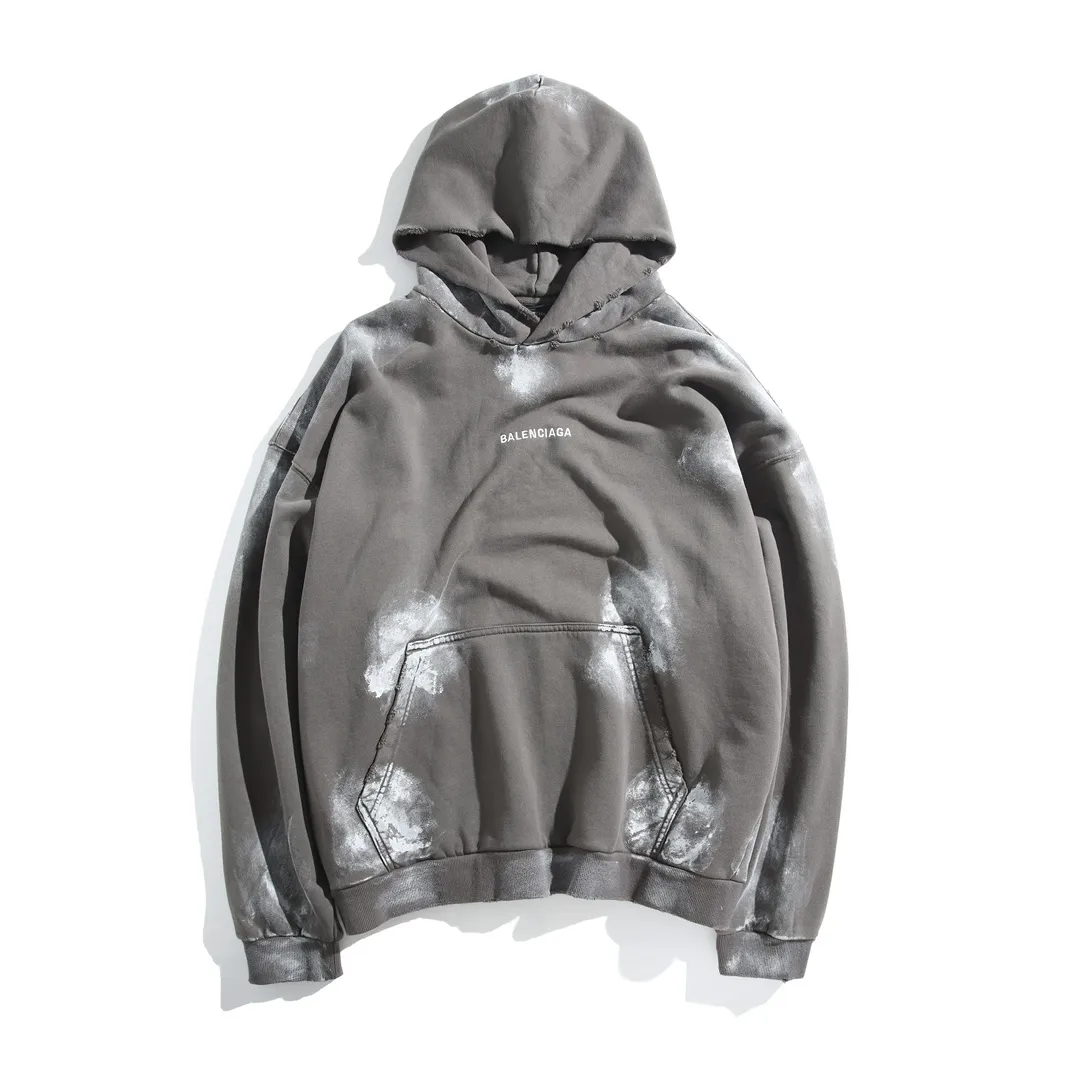 Logo Embroidered Mud-Wash Distressed Hoodie D31920096 — view 10