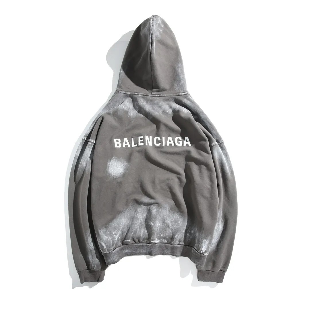 Logo Embroidered Mud-Wash Distressed Hoodie D31920096 — view 11