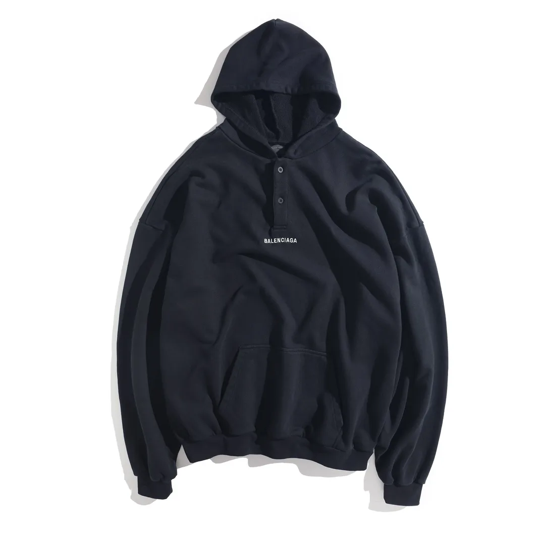 Logo-Print Button-Neck Oversized Hoodie D26922638 — view 28