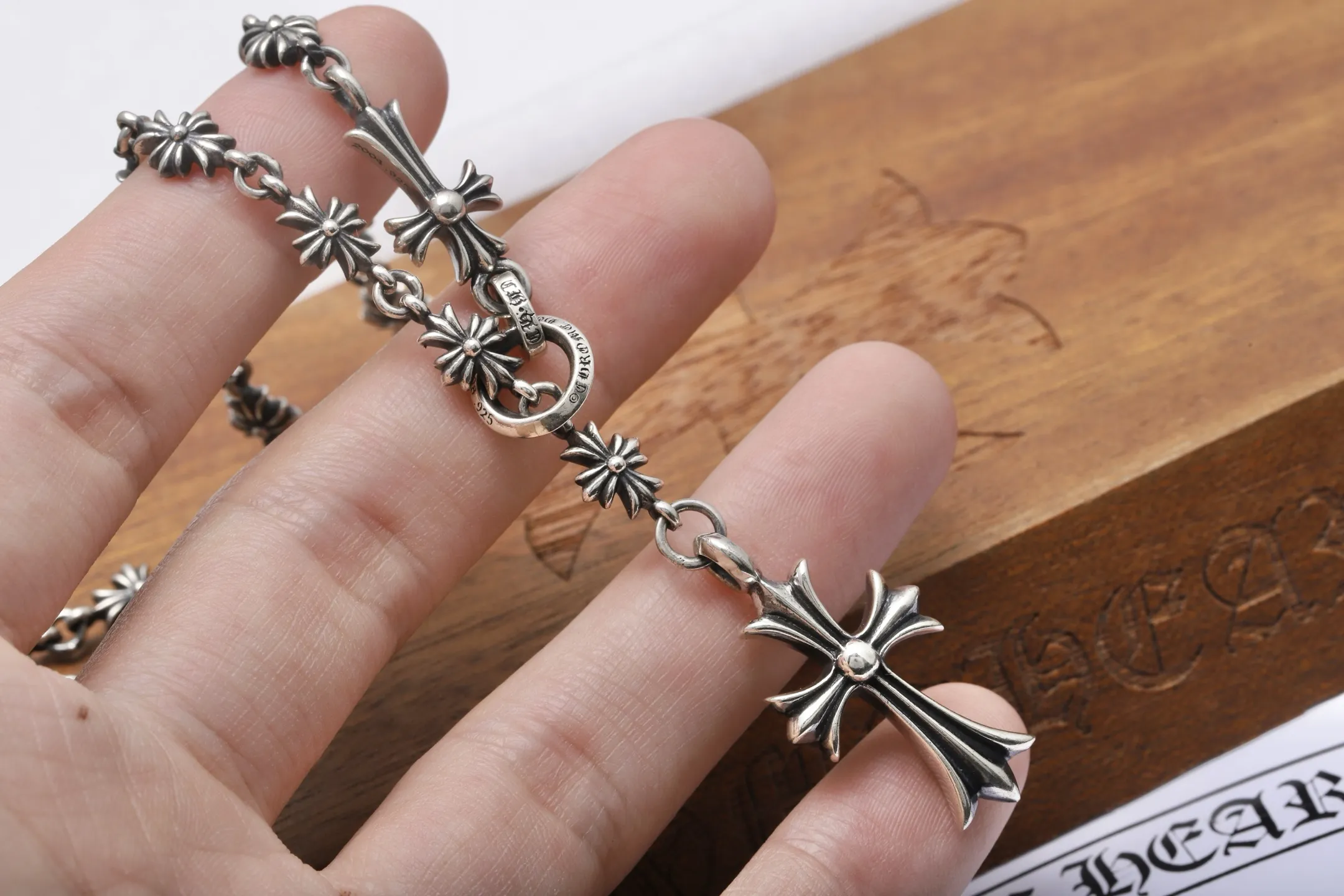 Cross Motif Sterling Silver Adjustable Necklace D132518446 — view 4