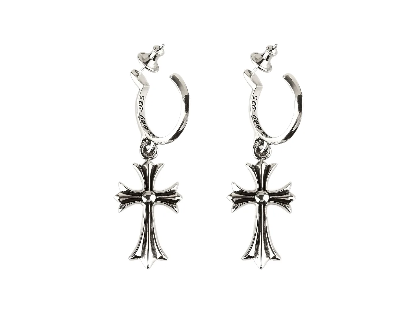Cross Dangle Hoop Earrings (Sterling Silver) D34018428