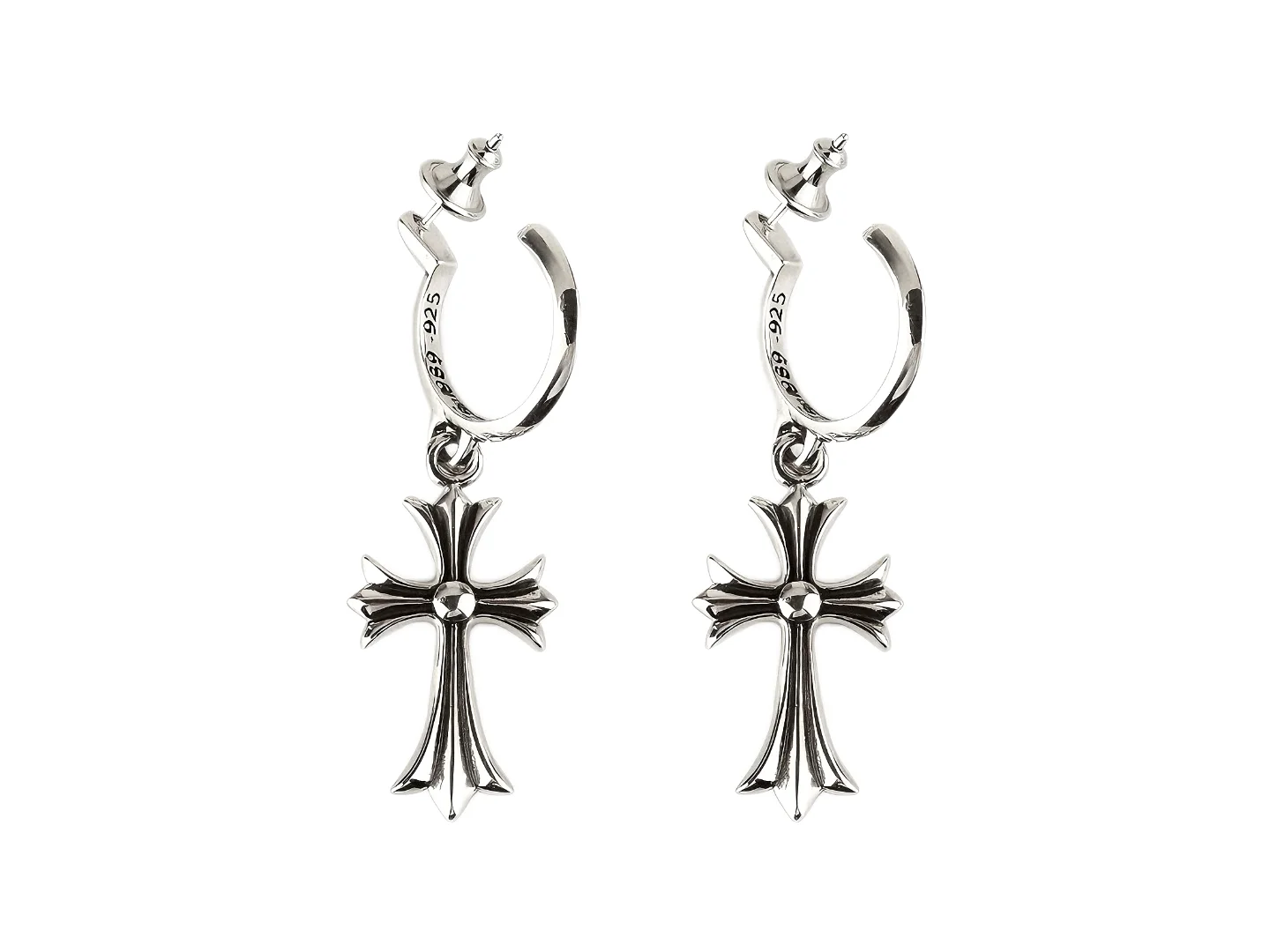 Cross Dangle Hoop Earrings (Sterling Silver) D34018428