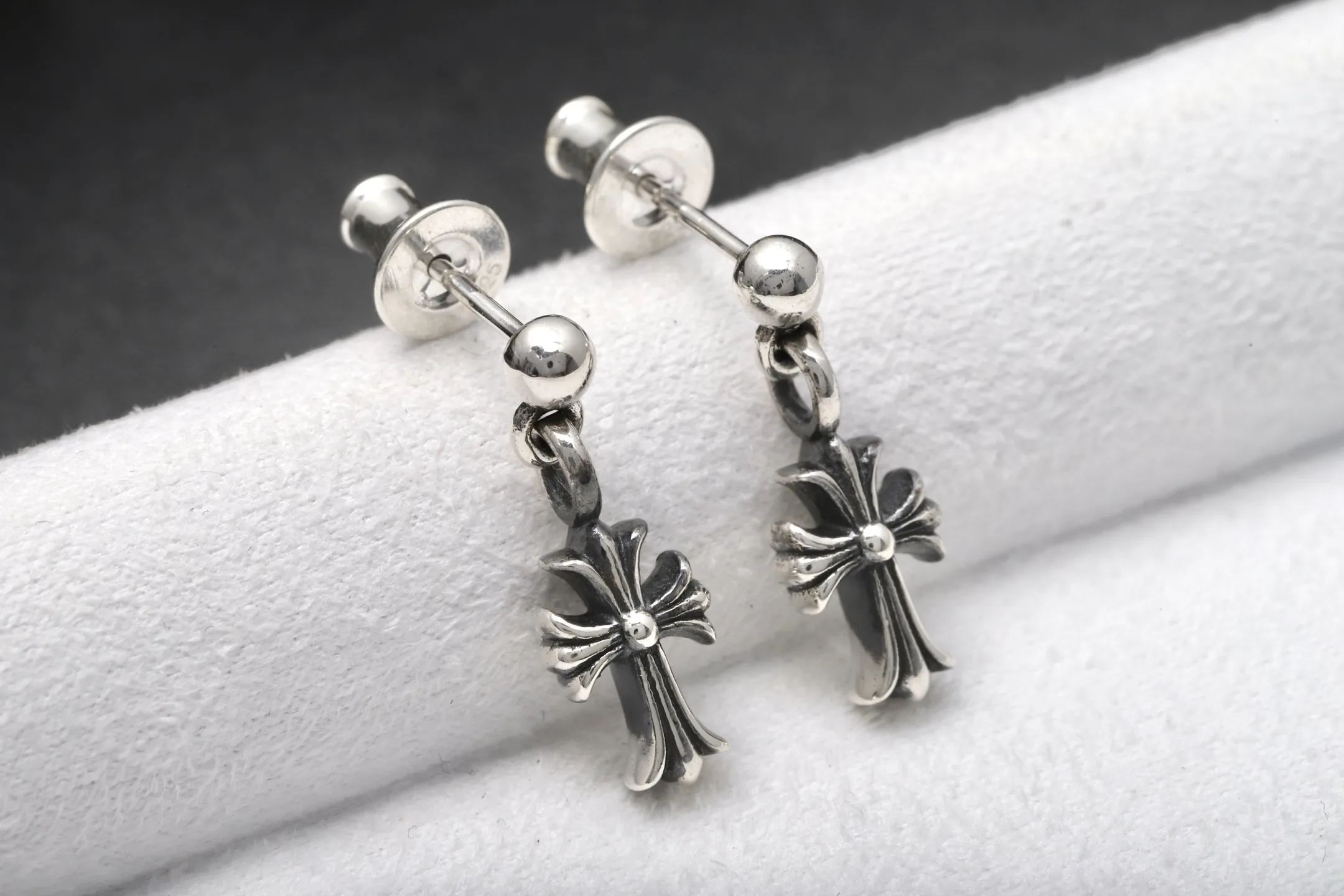 Cross Drop Stud Earrings (Sterling Silver) D16518432 — view 4