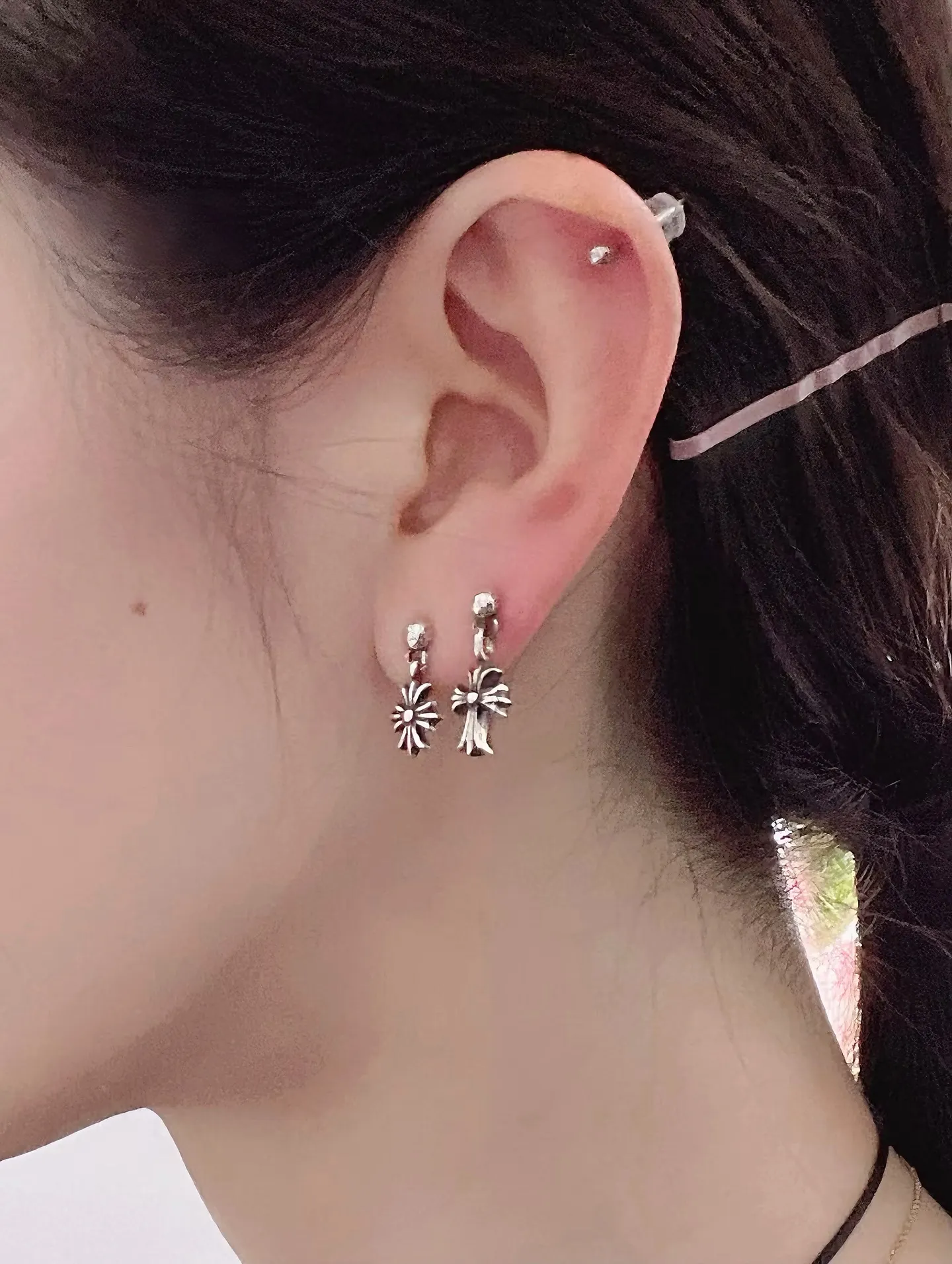 Cross Drop Stud Earrings (Sterling Silver) D16518432 — view 7