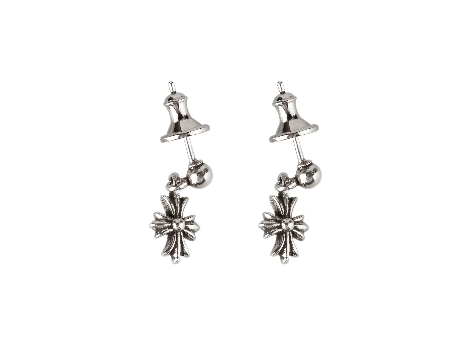 Cross Drop Stud Earrings (Sterling Silver) D15518433