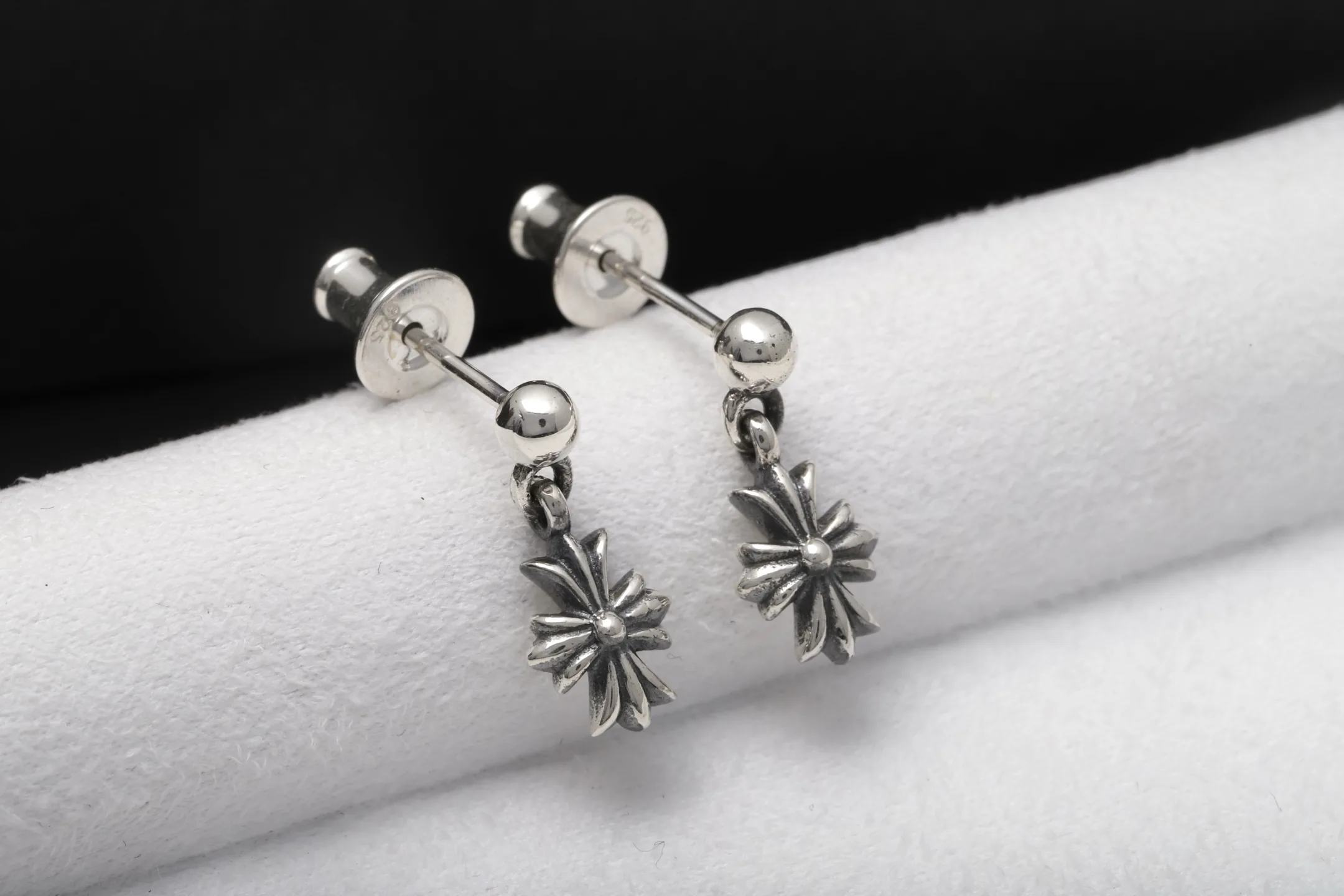 Cross Drop Stud Earrings (Sterling Silver) D15518433 — view 4