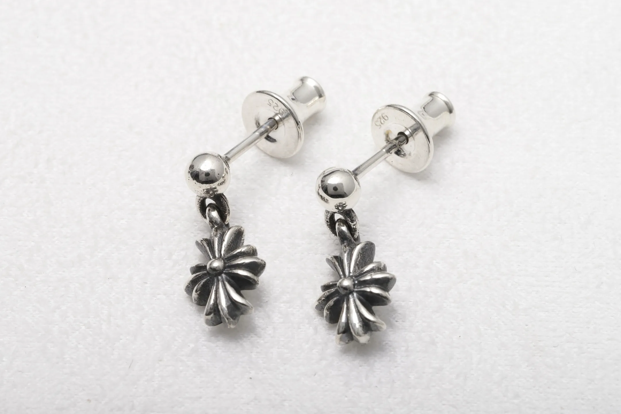 Cross Drop Stud Earrings (Sterling Silver) D15518433 — view 5