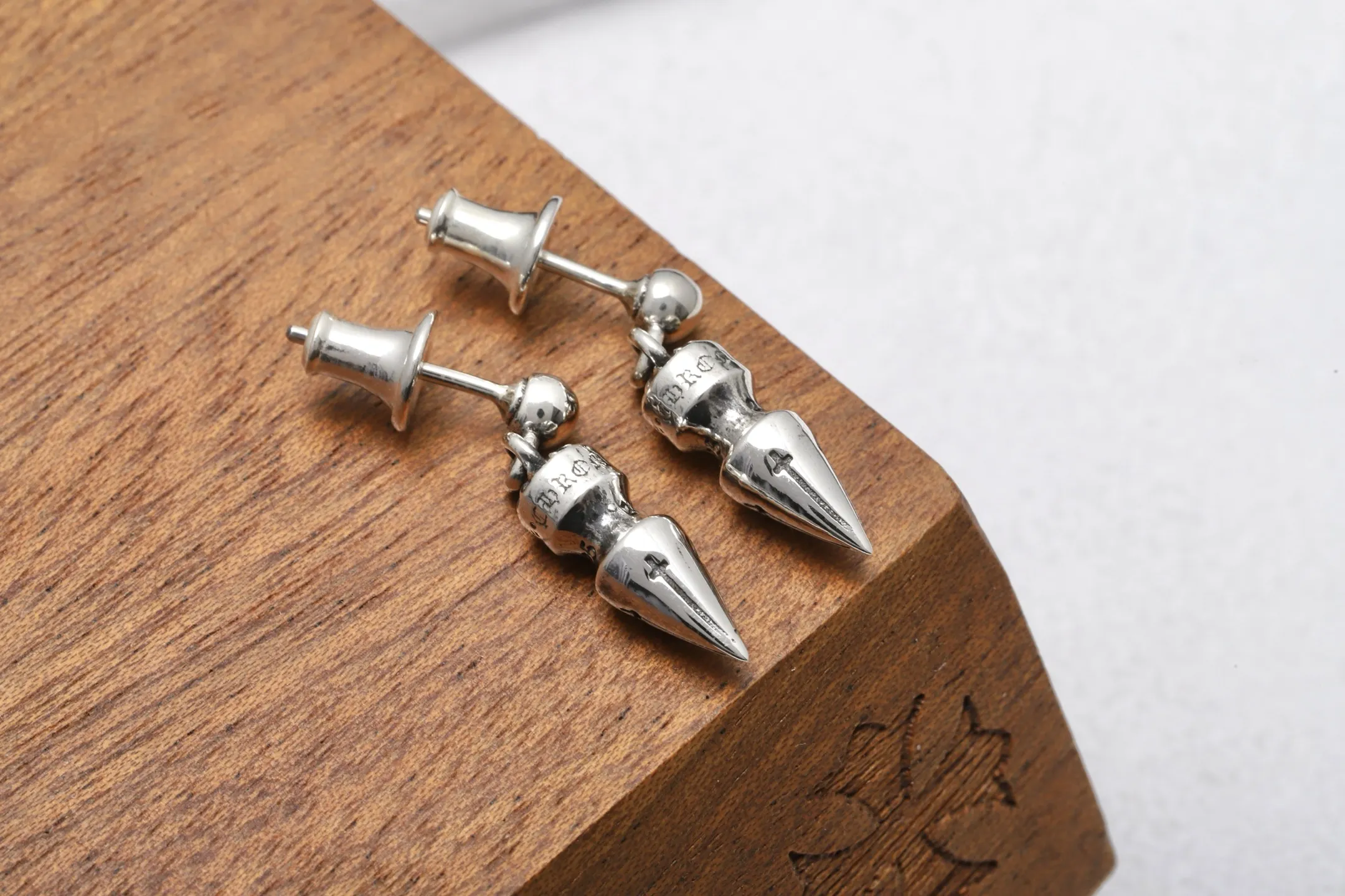 Bullet-Tip Stud Earrings (Sterling Silver) D19018434 — view 3