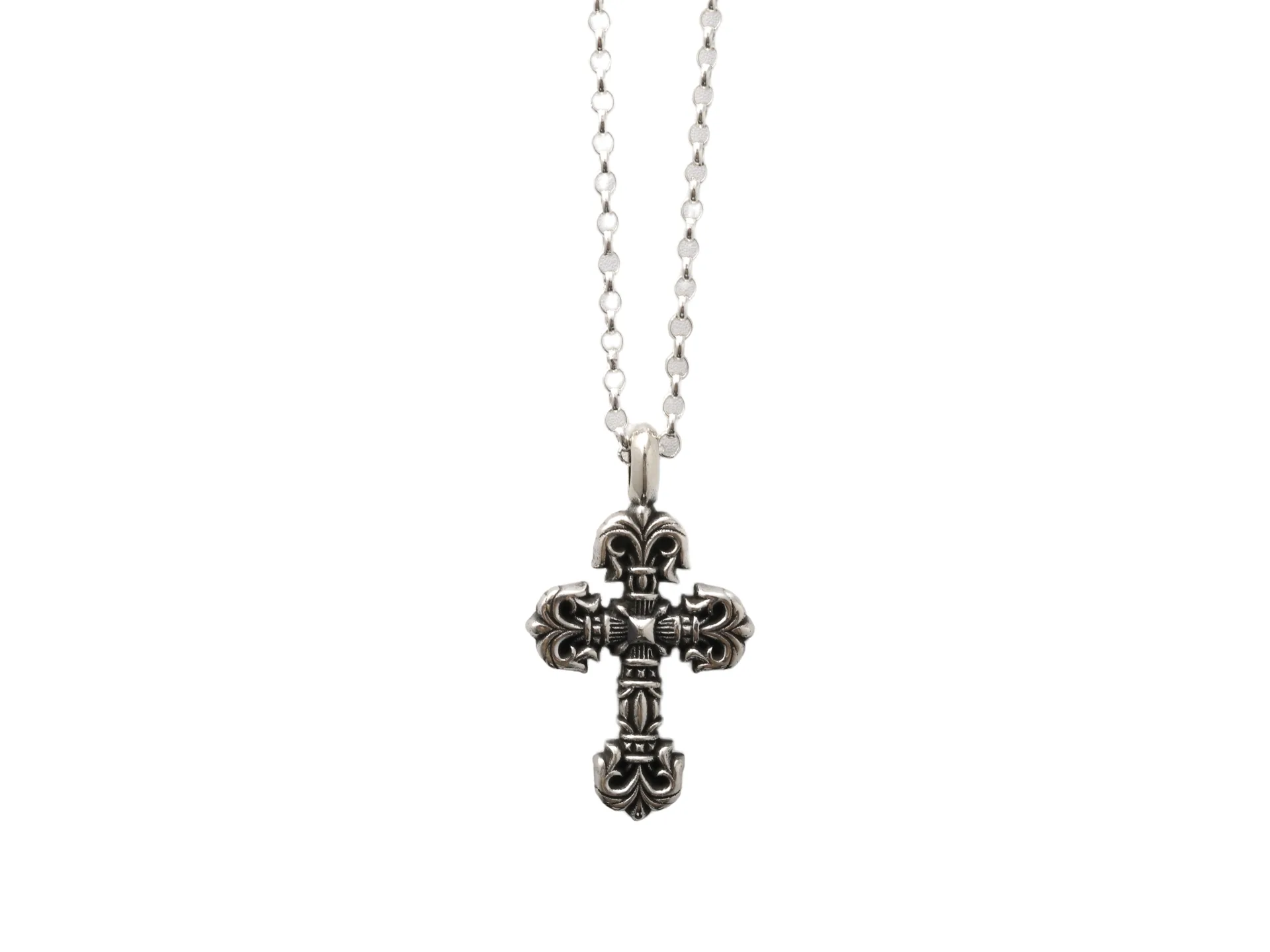 Flame Cross Pendant Necklace (Sterling Silver) D34018442