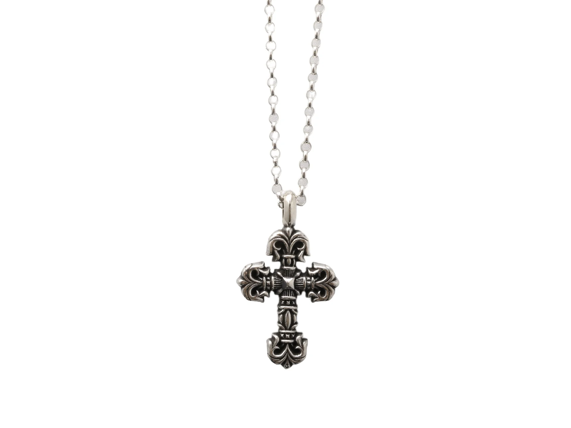 Flame Cross Pendant Necklace (Sterling Silver) D34018442