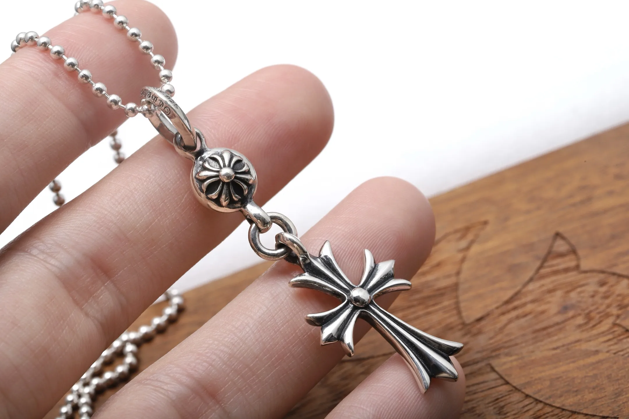 Chrome Hearts-Inspired Cross Pendant Necklace (Sterling Silver) D50018445 — view 4