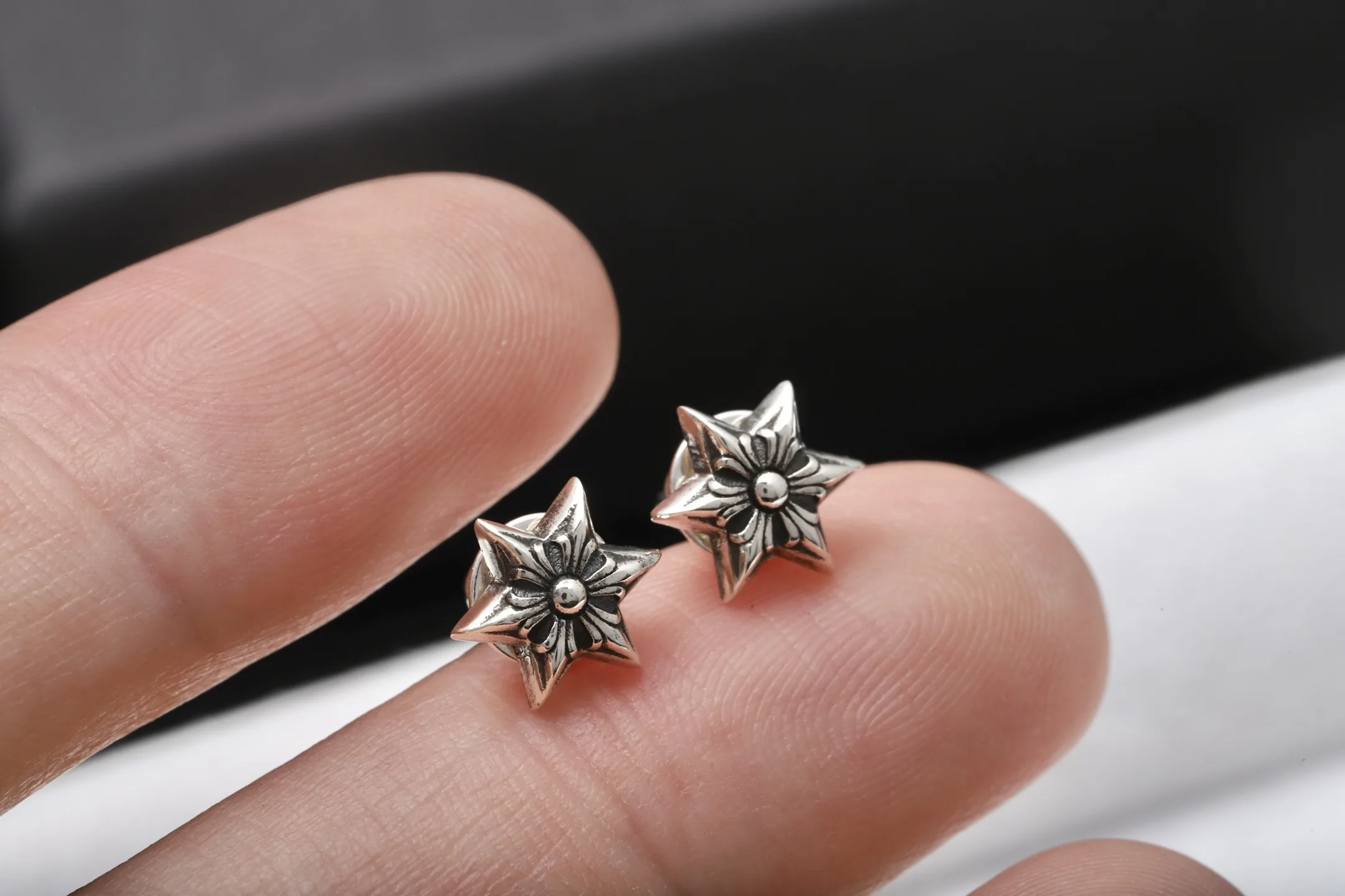 Hexagram Stud Earrings (Sterling Silver) D14018436 — view 5