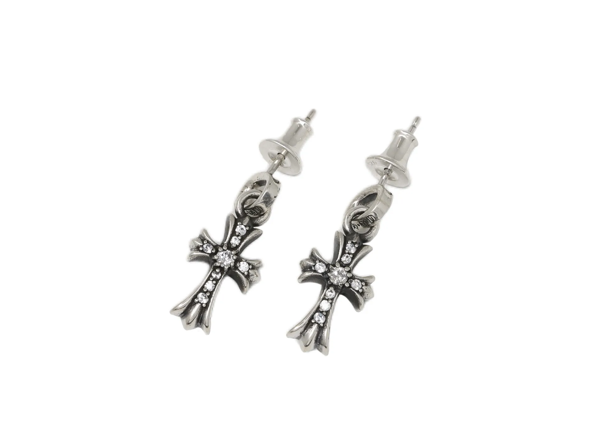 Chrome Hearts-Inspired Pave Cross Drop Earrings D26518430