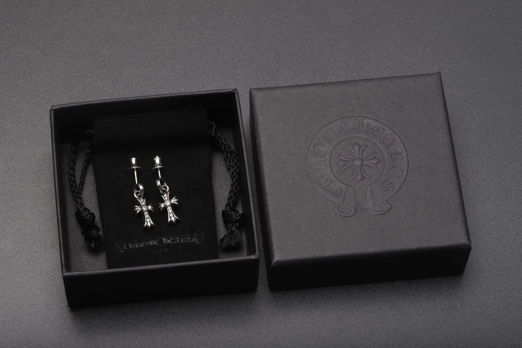 Chrome Hearts-Inspired Pave Cross Drop Earrings D26518430 — view 2