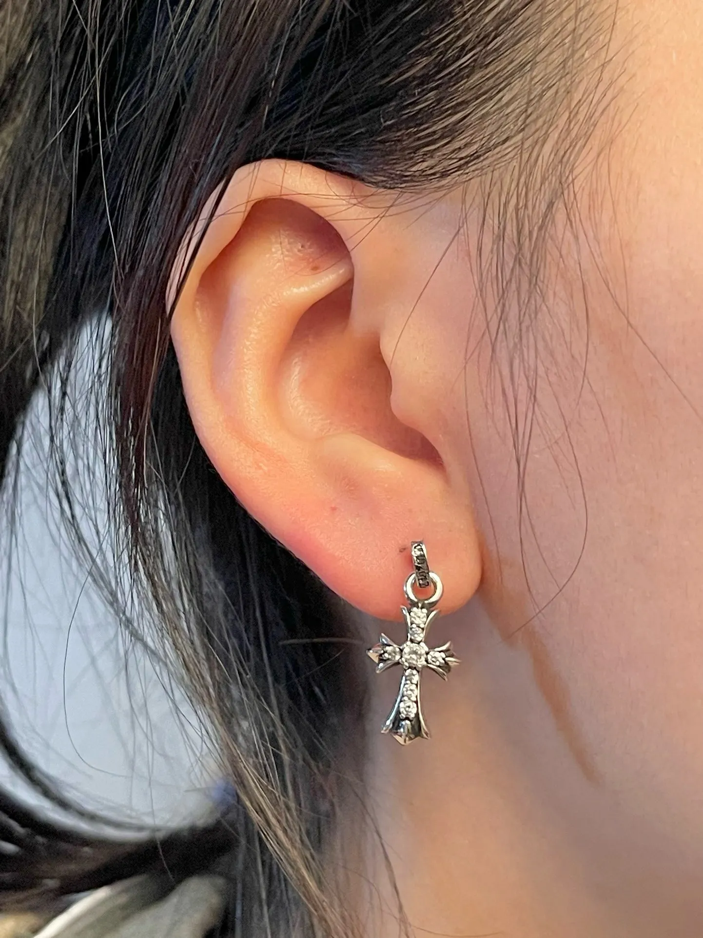 Chrome Hearts-Inspired Pave Cross Drop Earrings D26518430 — view 8