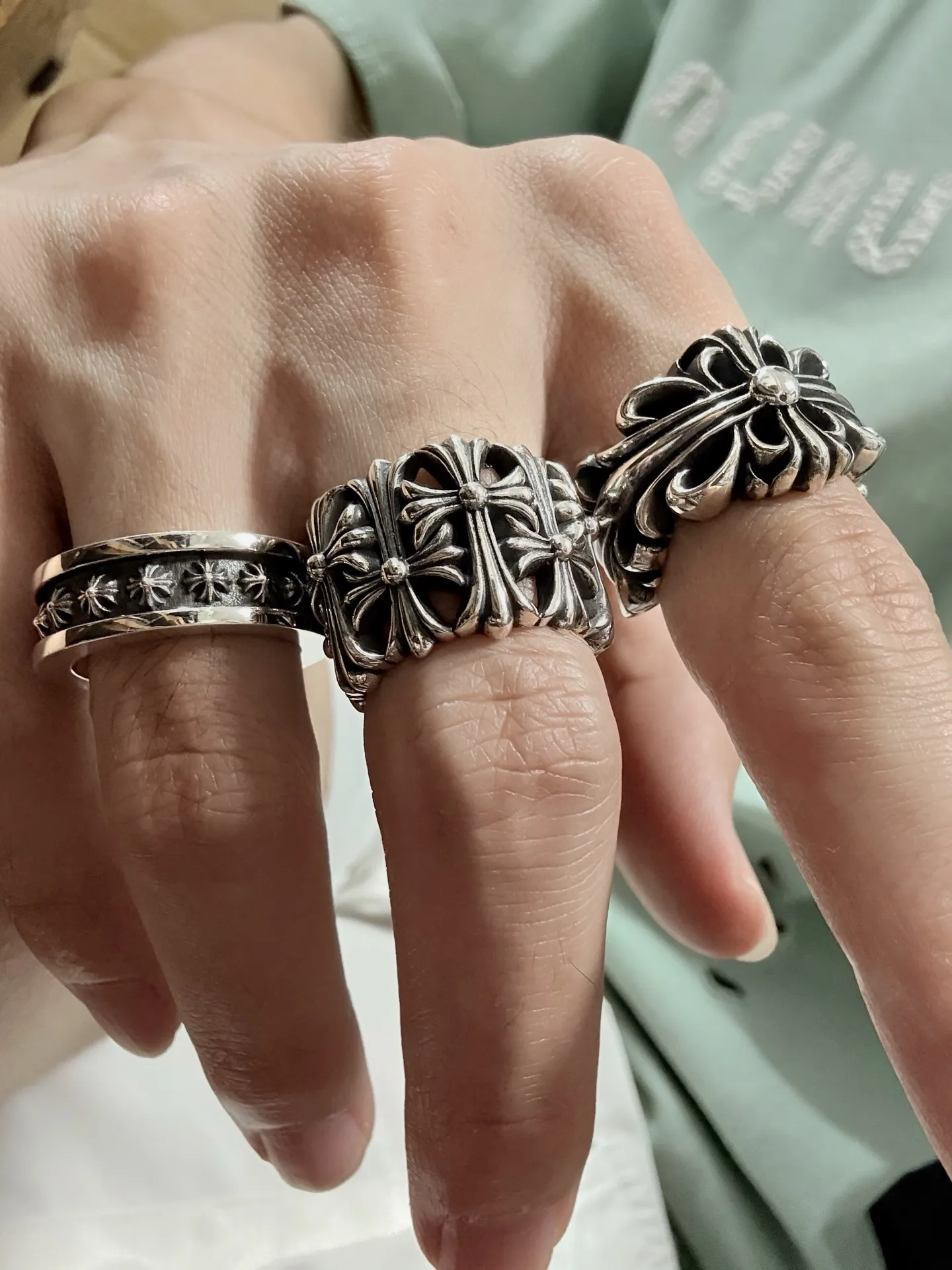 Mini Cross Motif Sterling Silver Ring D47018440 — view 9