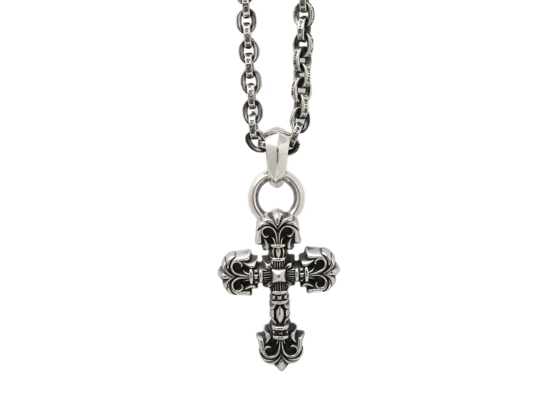 Flame Cross Pendant Necklace (Sterling Silver) D161018448