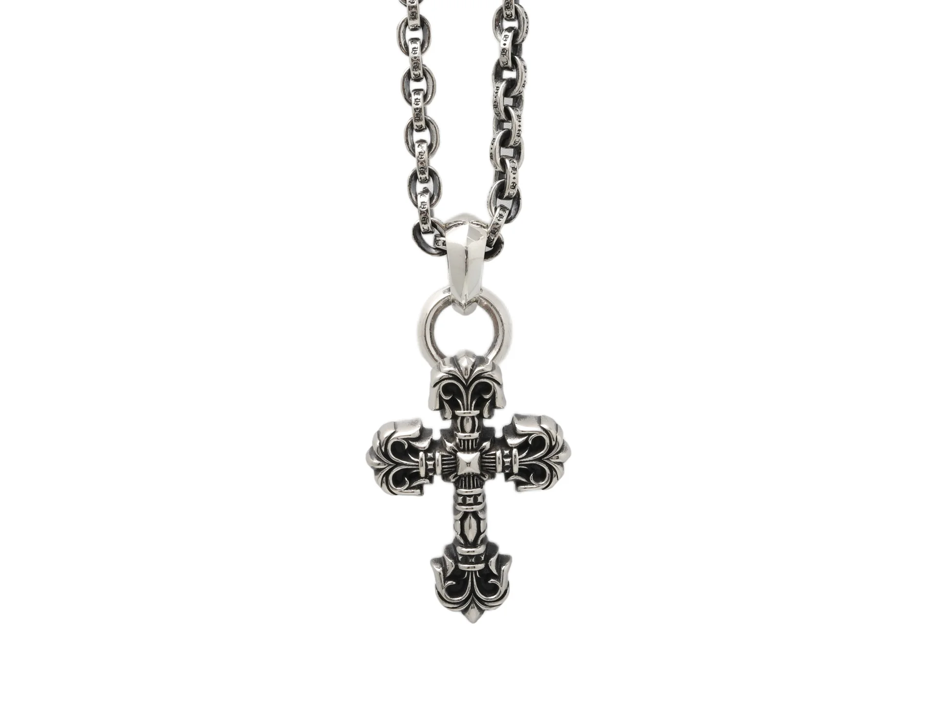 Flame Cross Pendant Necklace (Sterling Silver) D161018448